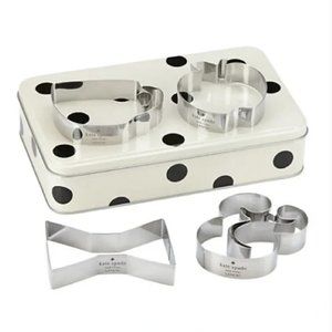 kate spade All In Good Taste Deco Dot Gift Storage Tin With Cookie Cutters *READ